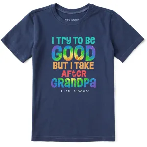 Kids Tie Dye Good Grandpa Short Sleeve Crusher Tee Life is Good