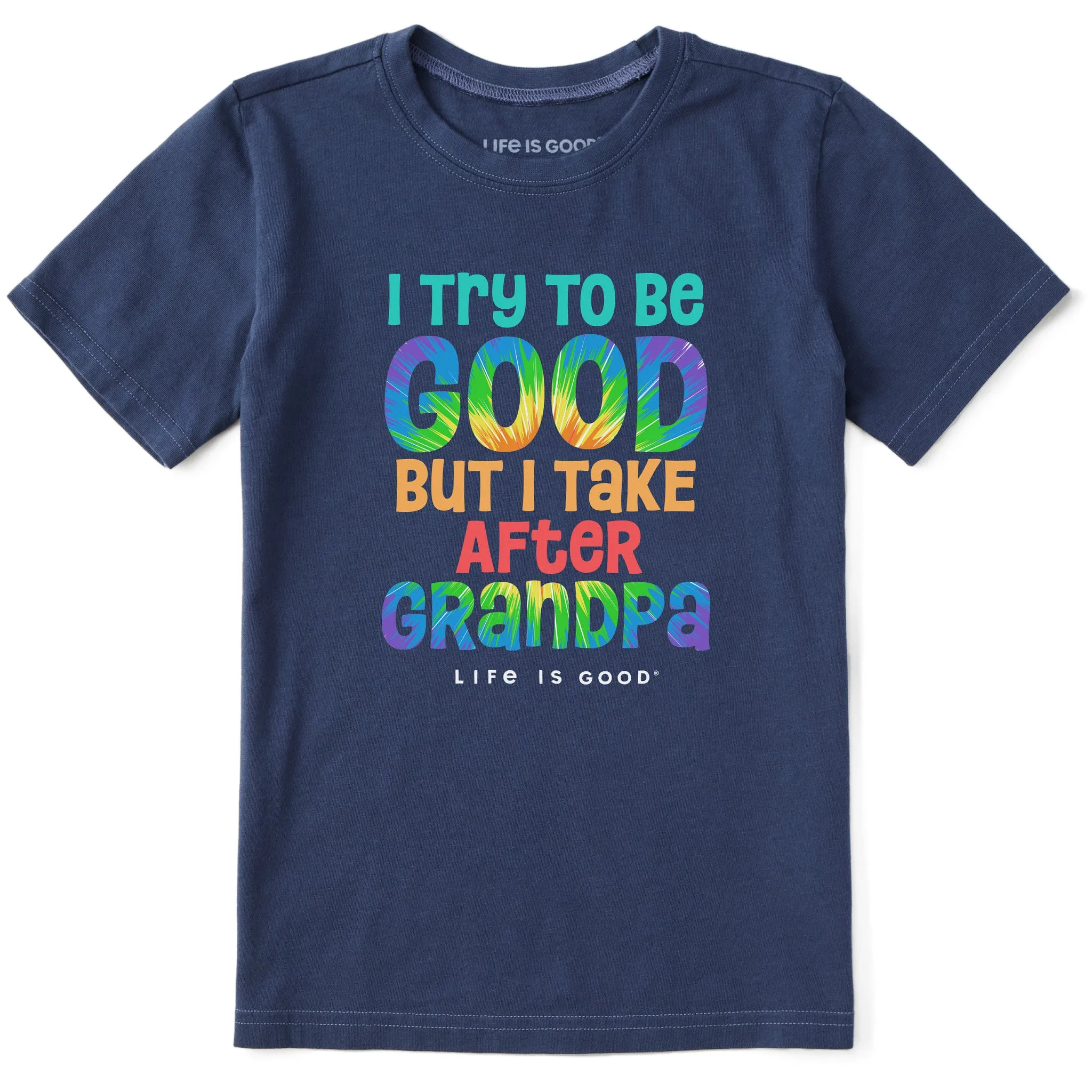 Kids Tie Dye Good Grandpa Short Sleeve Crusher Tee Life is Good