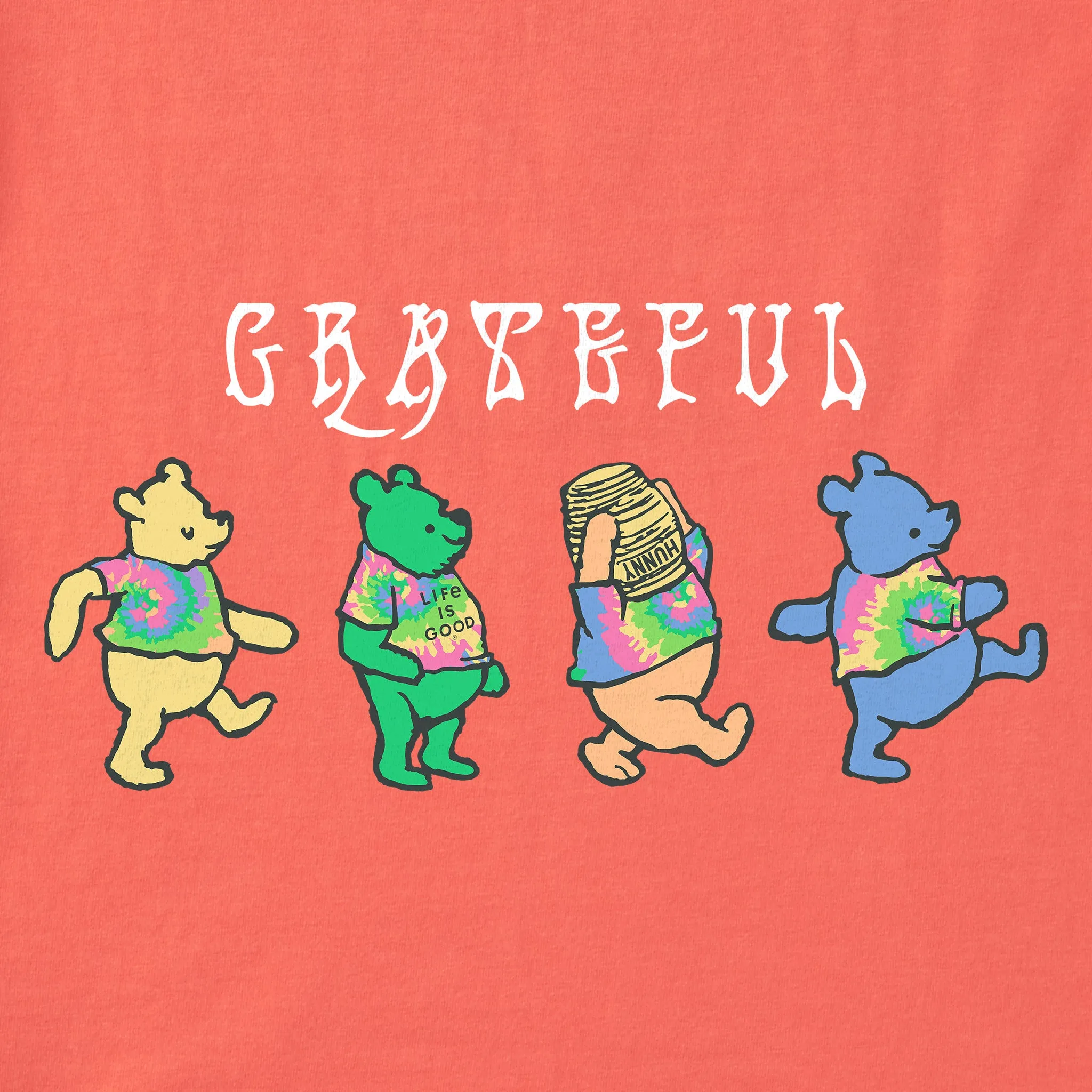 Kids Tie Dye Grateful Winnie Short Sleeve Crusher Tee Life is Good