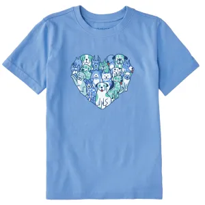 Kids Tie Dye Heart of Dogs Short Sleeve Crusher Tee Life is Good