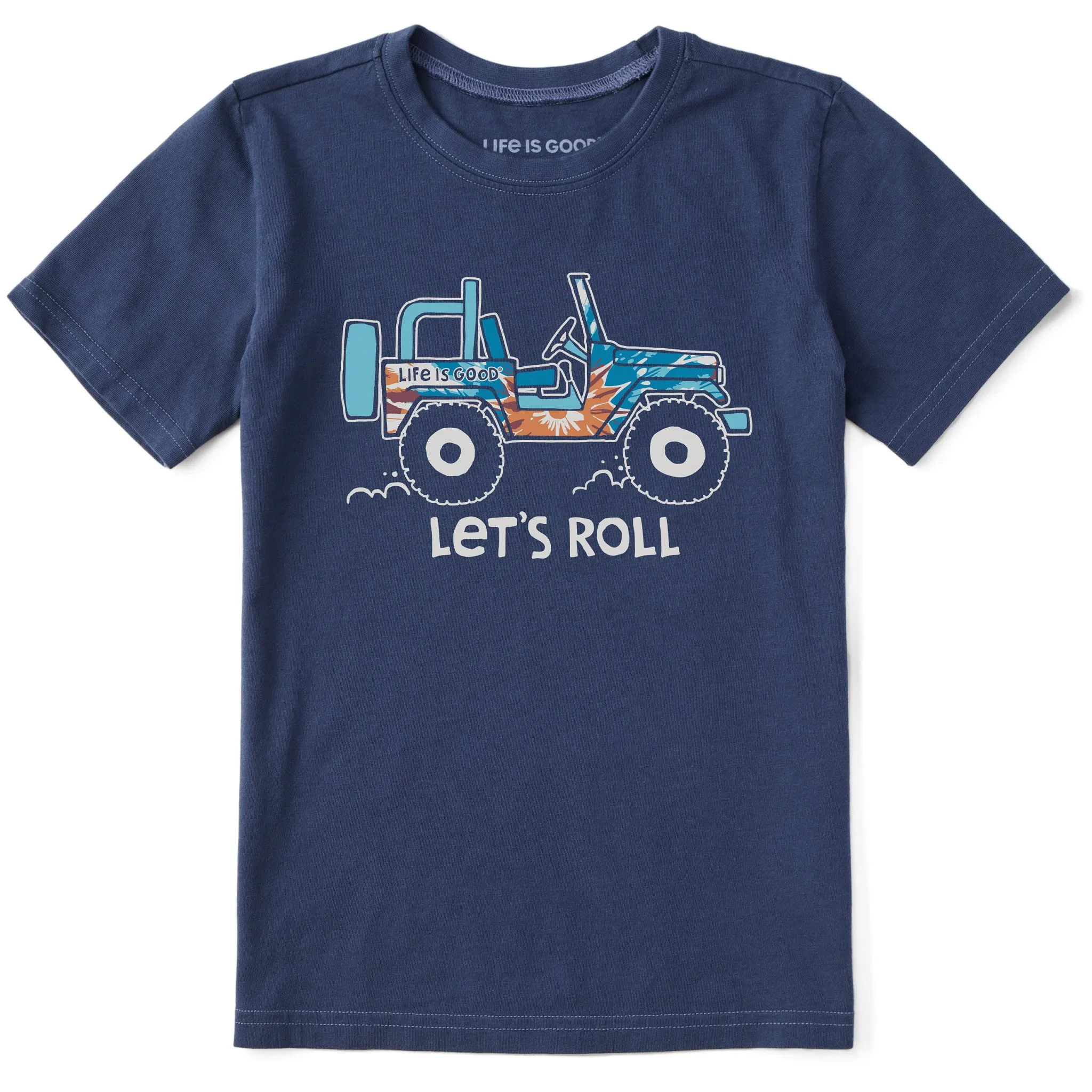 Kids Tie Dye Lets Roll ATV Short Sleeve Crusher Tee Life is Good