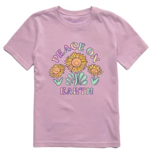 Kids Tie Dye Peace on Earth Sunflowers Short Sleeve Crusher Tee Life is Good