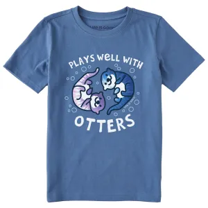 Kids Tie Dye Plays Well With Otters Short Sleeve Crusher Tee Life is Good