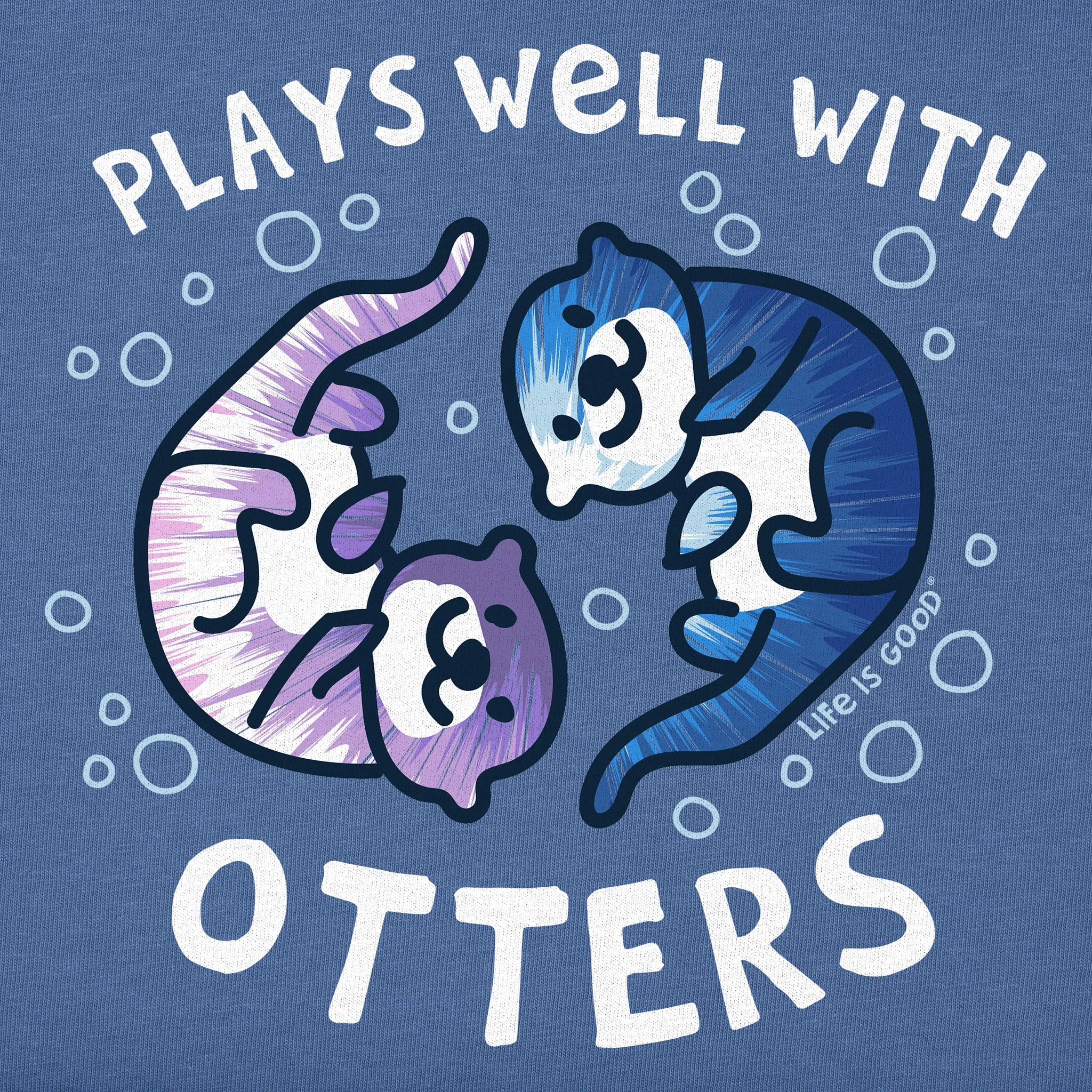 Kids Tie Dye Plays Well With Otters Short Sleeve Crusher Tee Life is Good