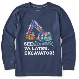 Kids Tie Dye See You Later Excavator Long Sleeve Crusher Tee Life is Good