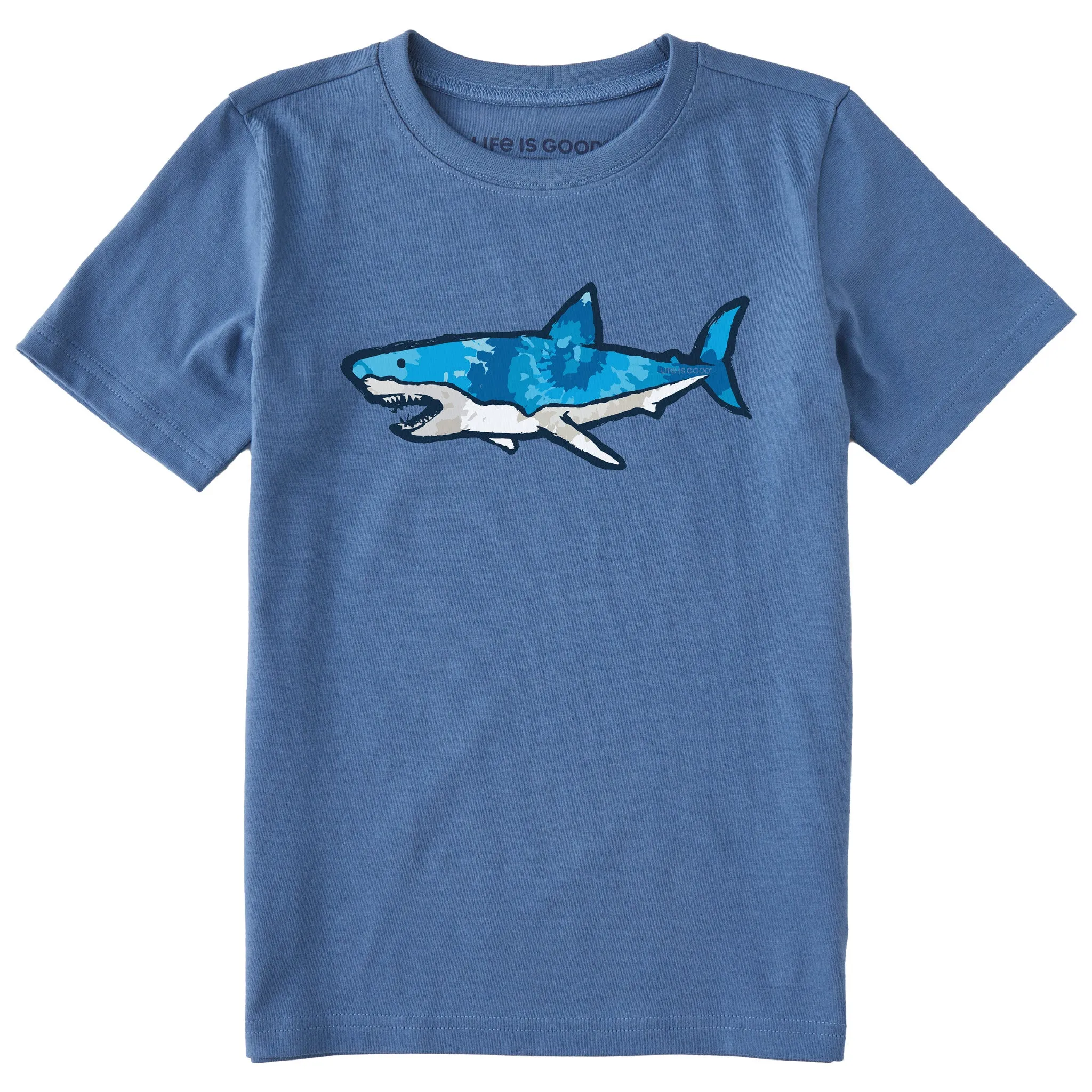 Kids Tie Dye Sharkscape Short Sleeve Crusher Tee Life is Good