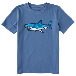 Kids Tie Dye Sharkscape Short Sleeve Crusher Tee Life is Good
