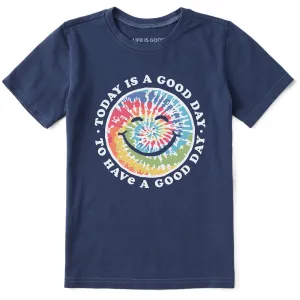 Kids Tie Dye Smile Good Day Short Sleeve Crusher Tee Life is Good