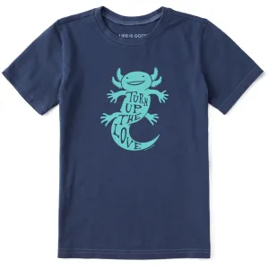 Kids Turn Up The Love Axolotl Short Sleeve Crusher Tee Life is Good