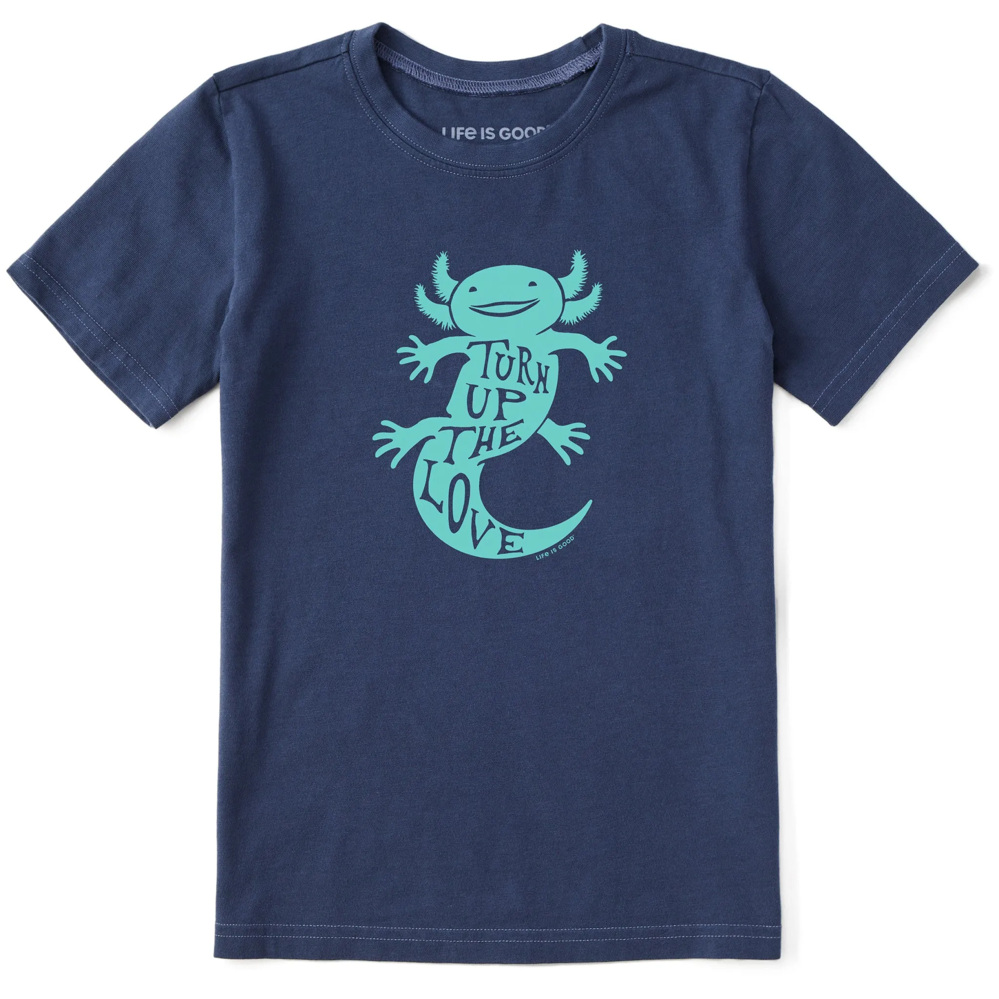 Kids Turn Up The Love Axolotl Short Sleeve Crusher Tee Life is Good