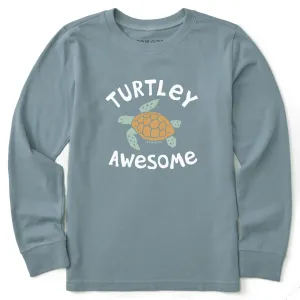 Kids Turtley Awesome Long Sleeve Crusher Tee Life is Good