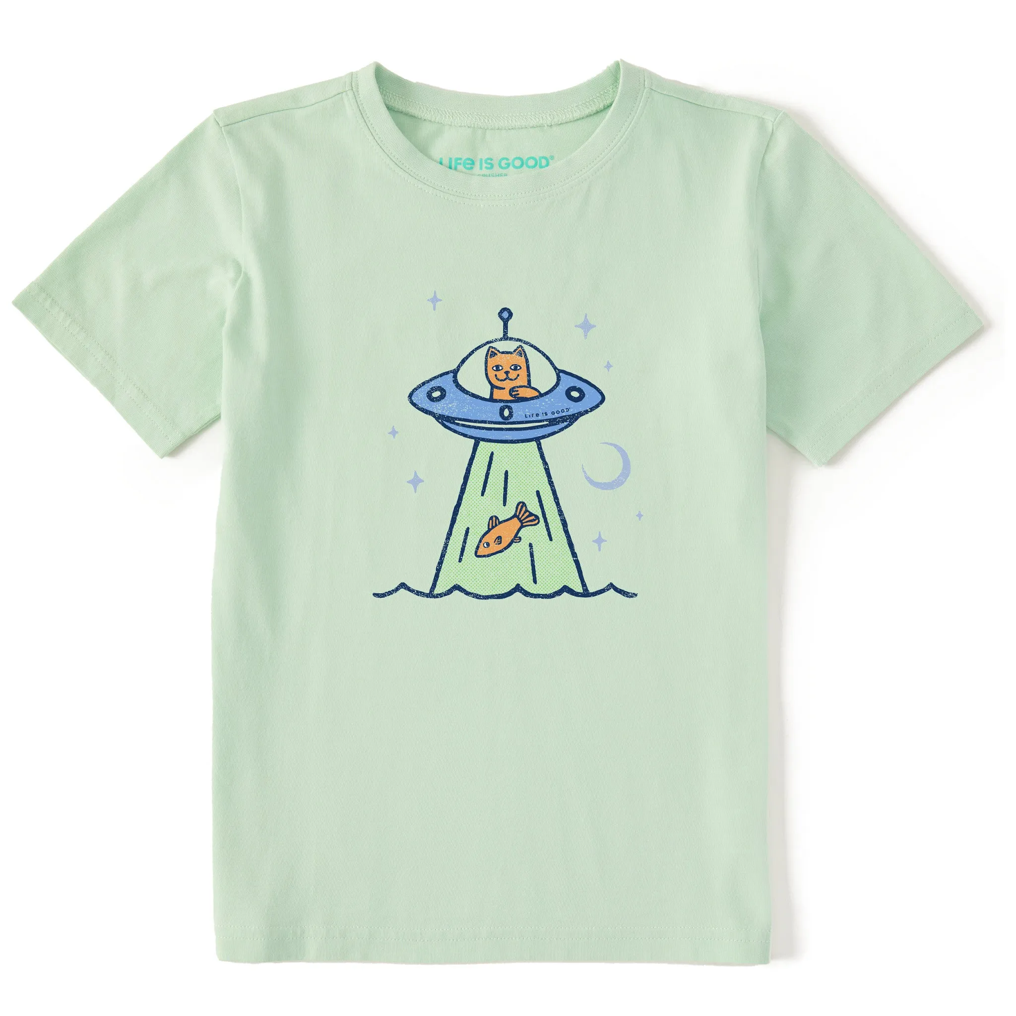Kids UFO Cat Short Sleeve Crusher Tee Life is Good