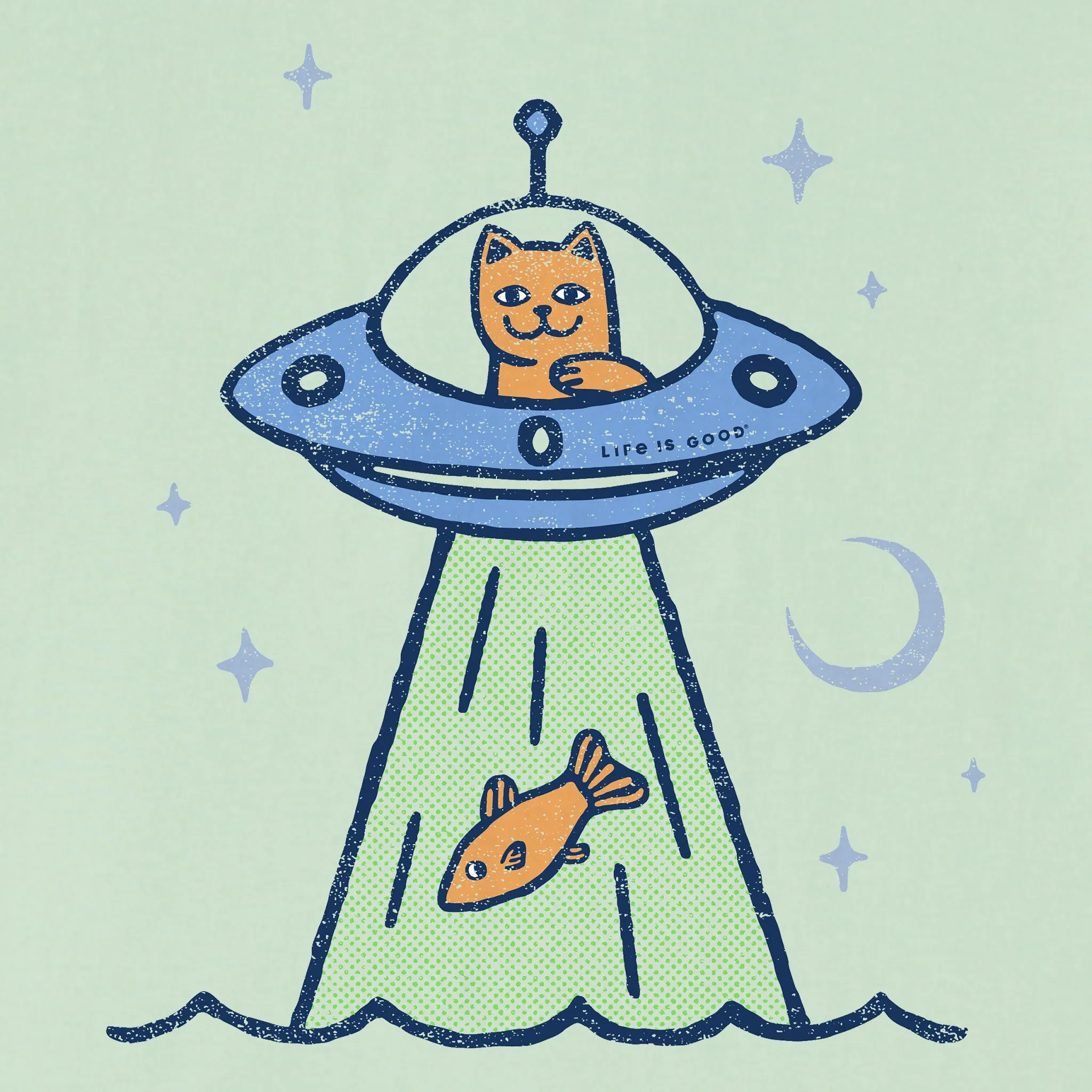 Kids UFO Cat Short Sleeve Crusher Tee Life is Good