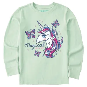 Kids Unicorns and Butterflies Long Sleeve Crusher Tee Life is Good