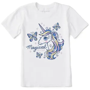 Kids Unicorns and Butterflies Short Sleeve Crusher Tee Life is Good