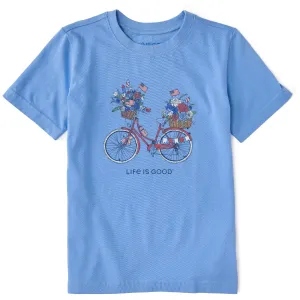 Kids USA Flower Bike Short Sleeve Crusher Tee Life is Good