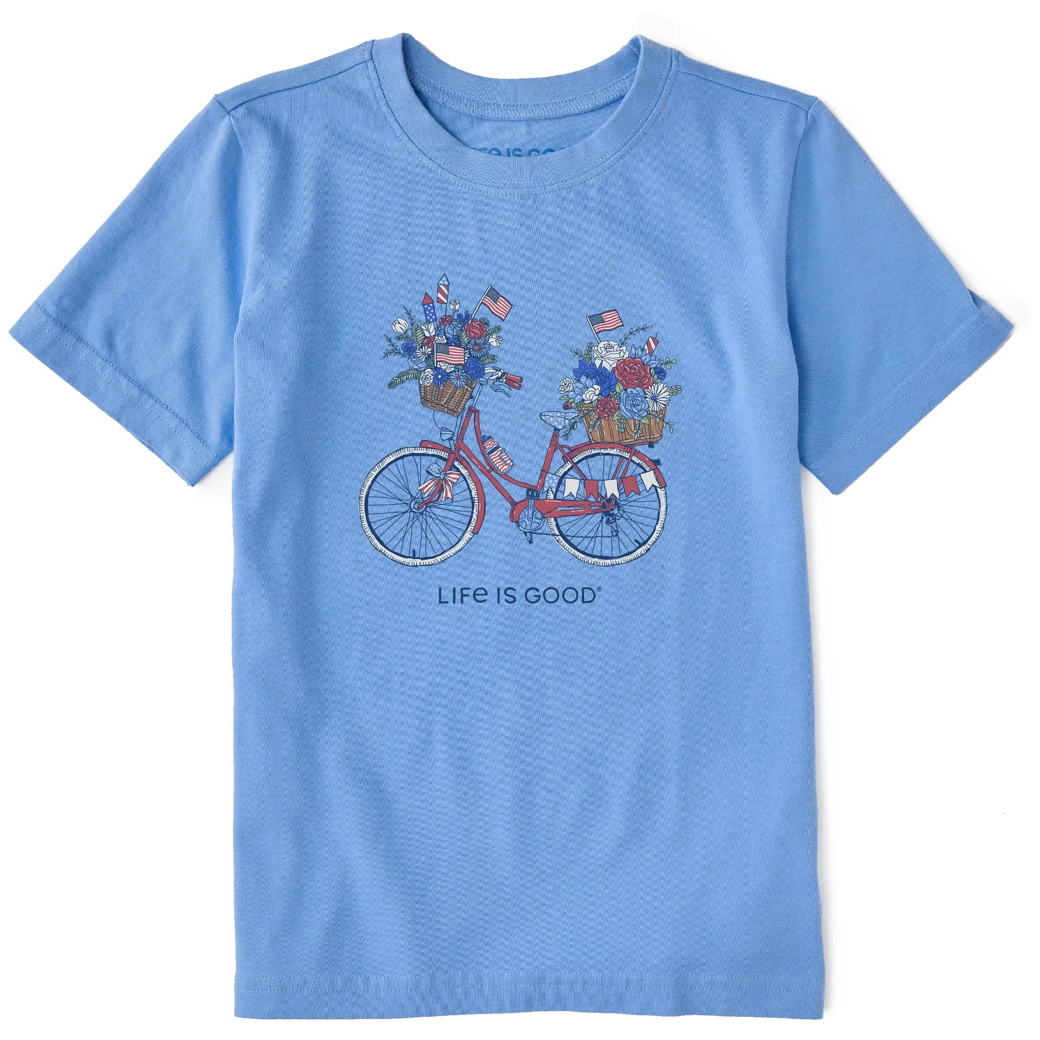 Kids USA Flower Bike Short Sleeve Crusher Tee Life is Good