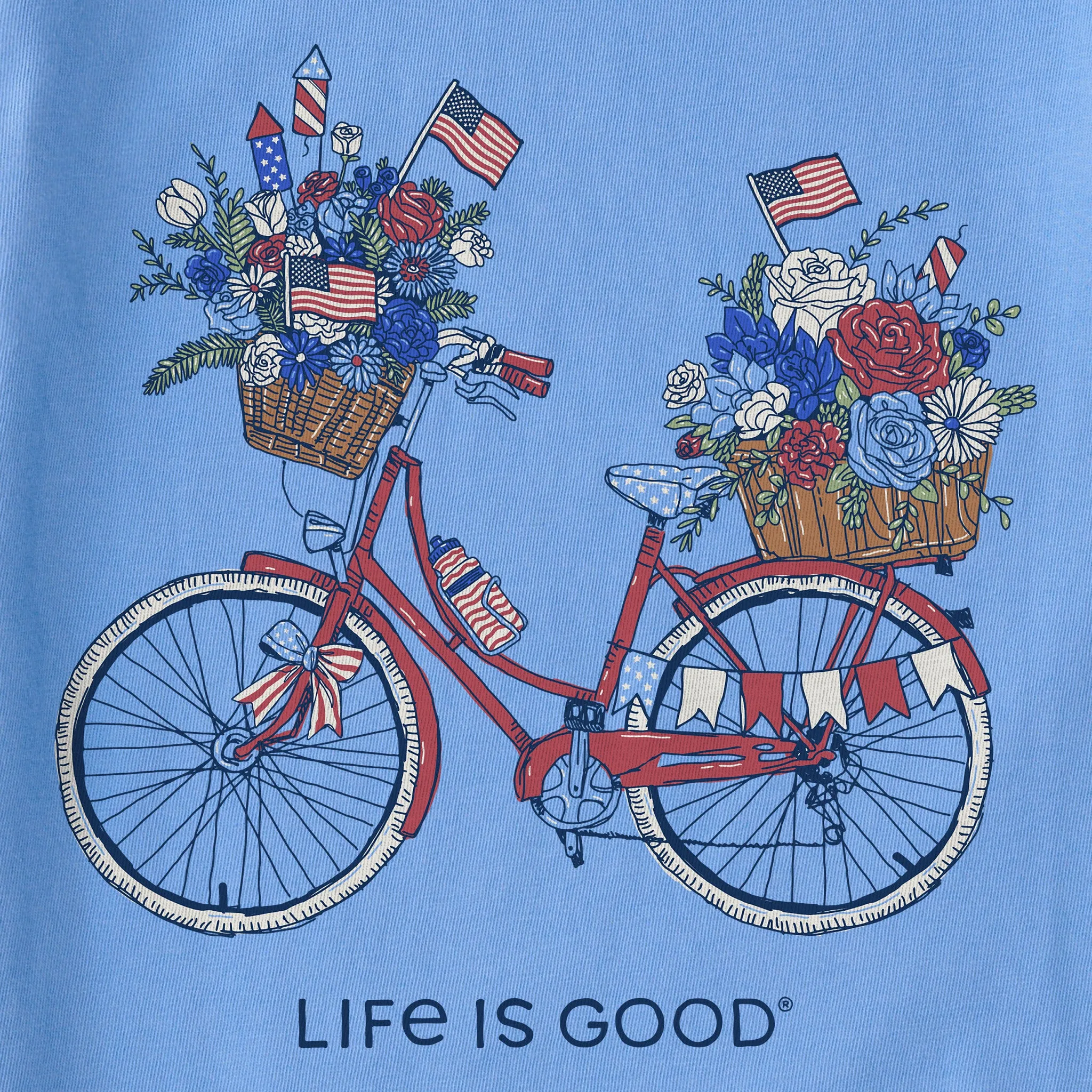 Kids USA Flower Bike Short Sleeve Crusher Tee Life is Good