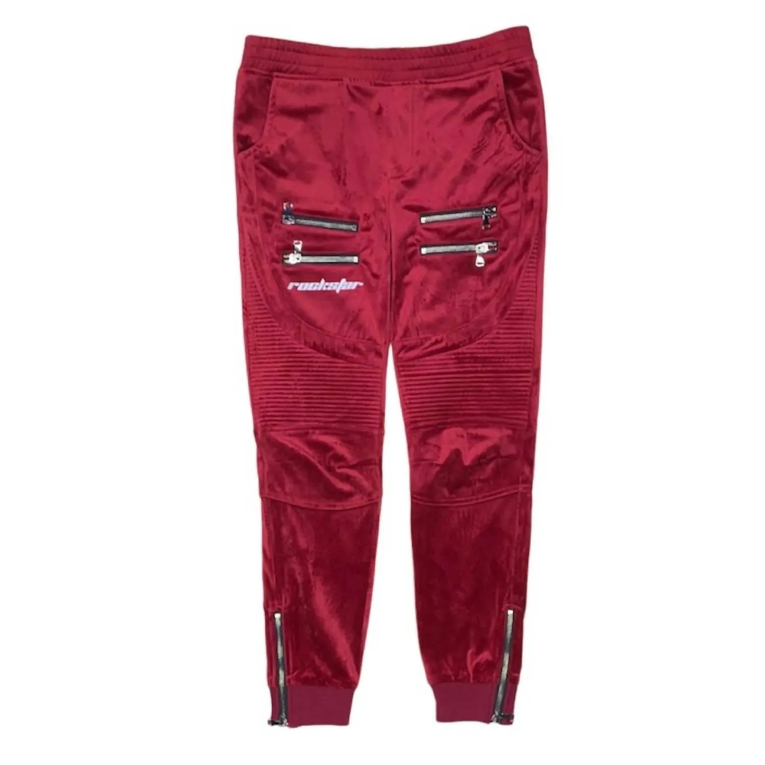 Kids' Velvet Zipper Jogger In Burgundy