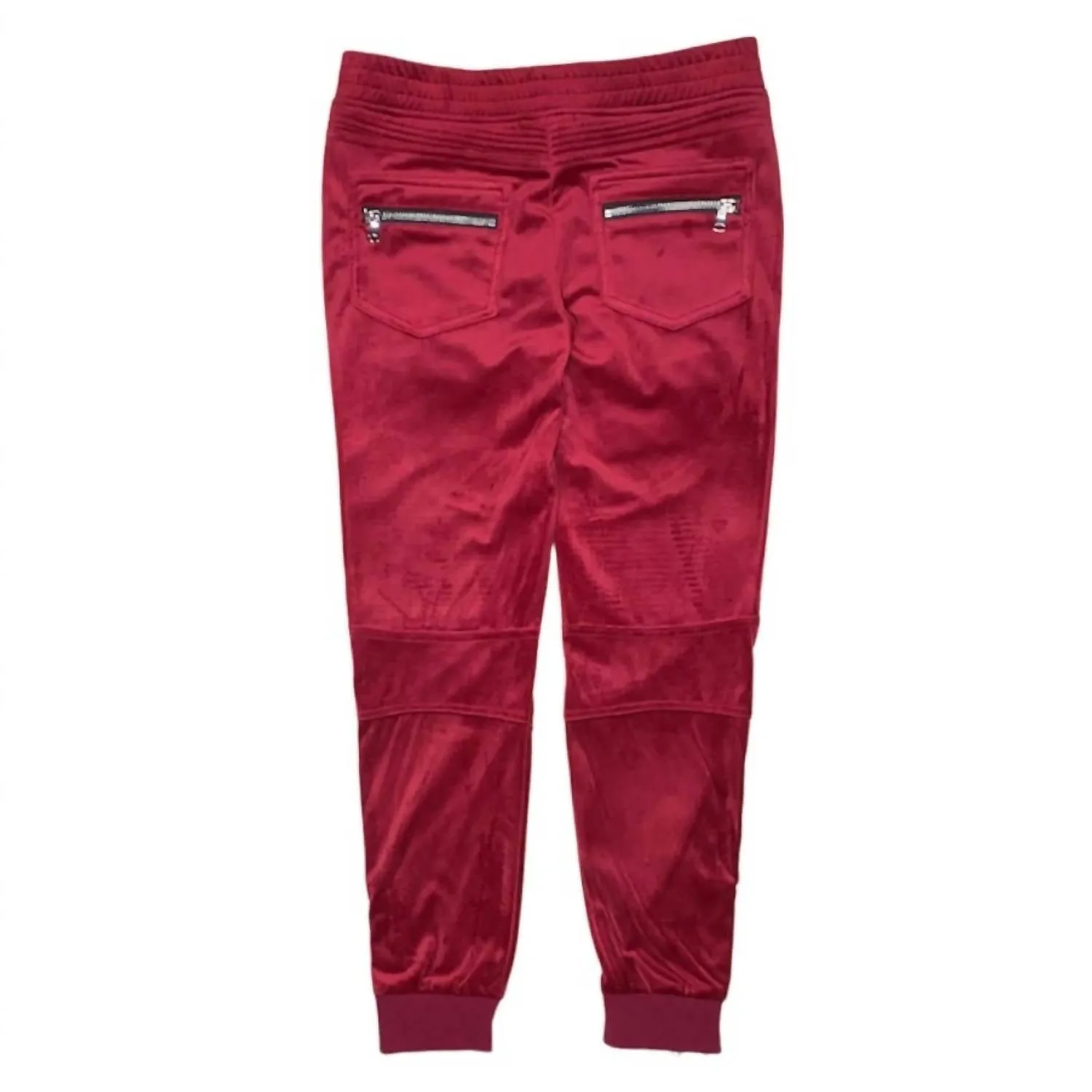 Kids' Velvet Zipper Jogger In Burgundy