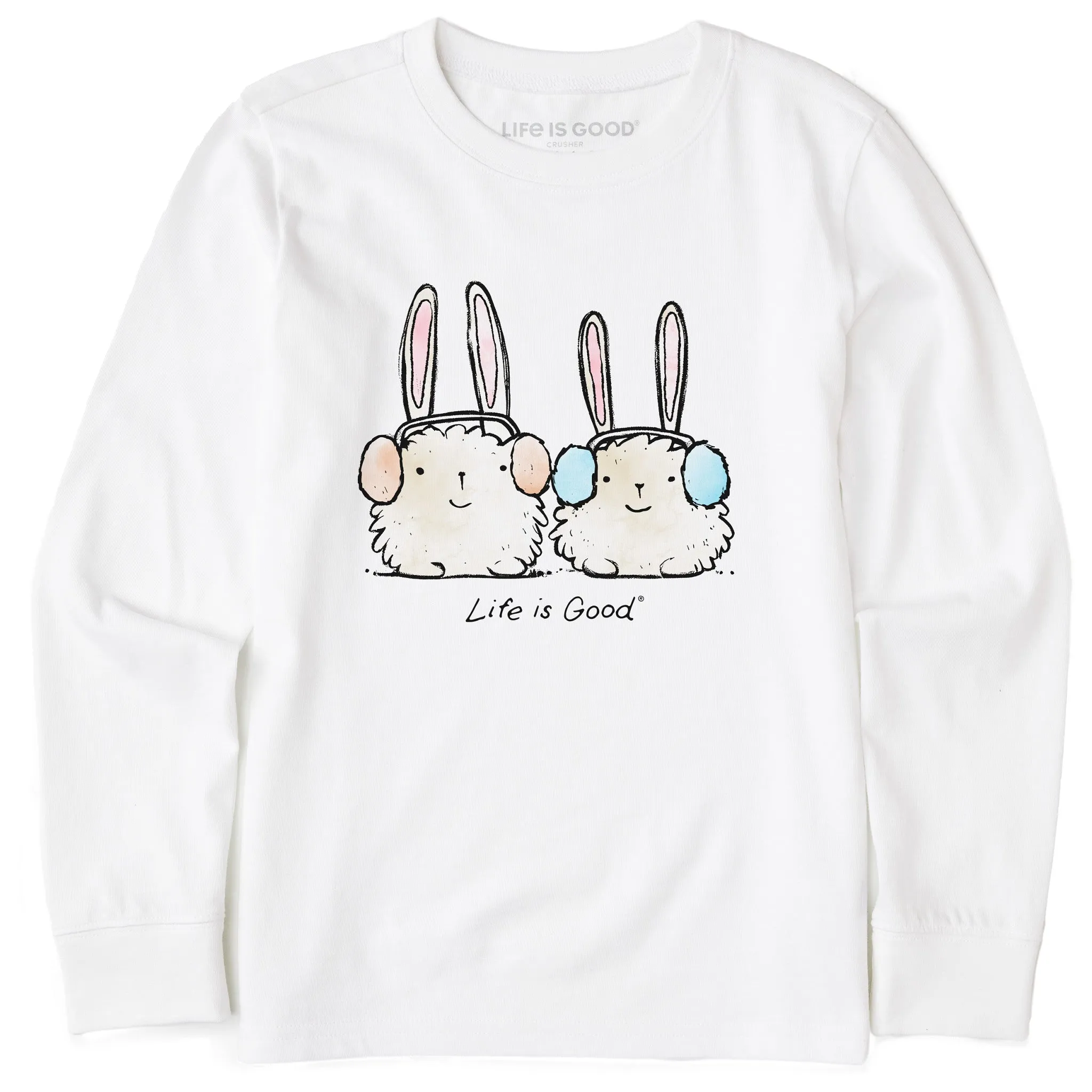 Kids Warmly Dressed Bunnies Long Sleeve Crusher Tee Life is Good