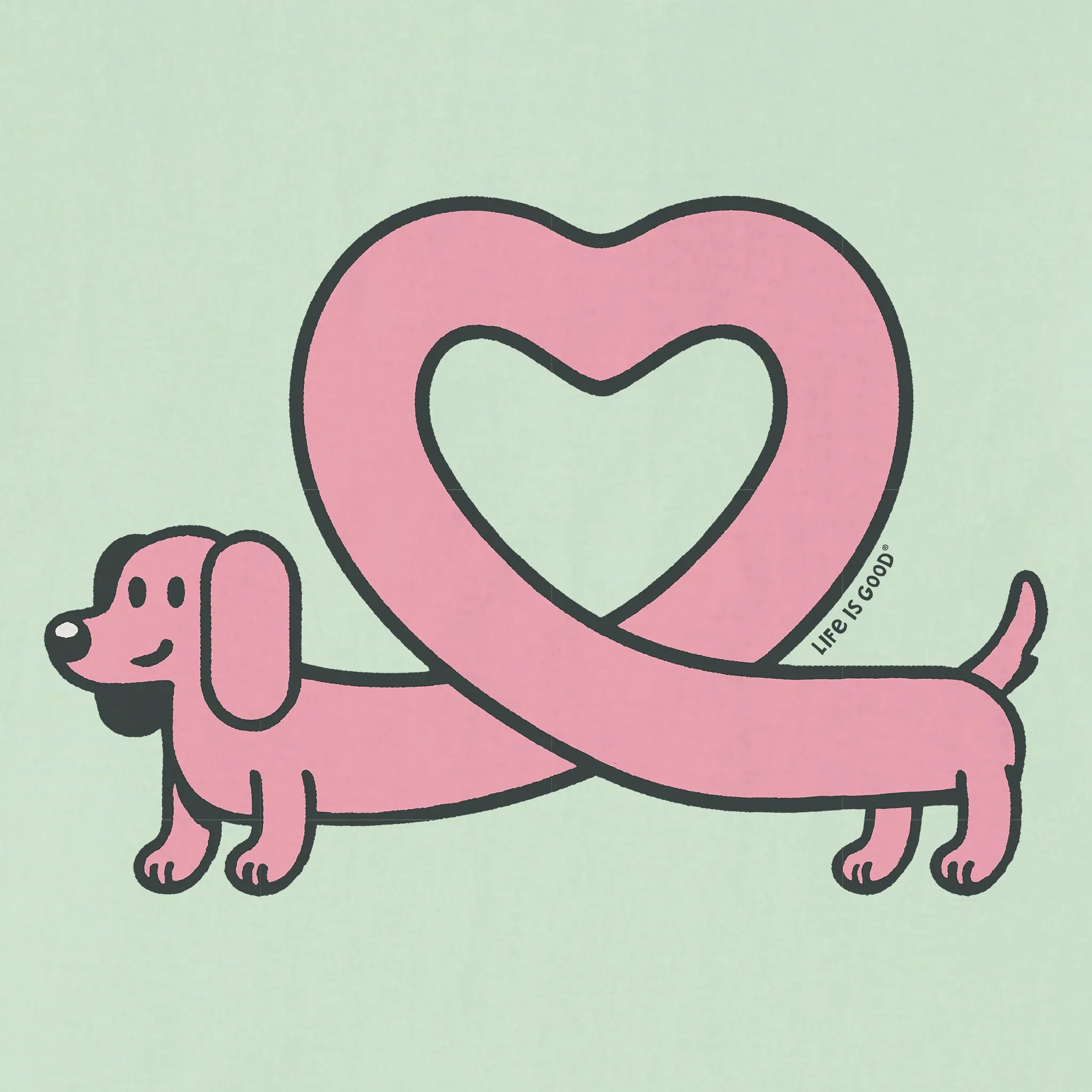 Kids Weiner Dog Heart Short Sleeve Crusher Tee Life is Good