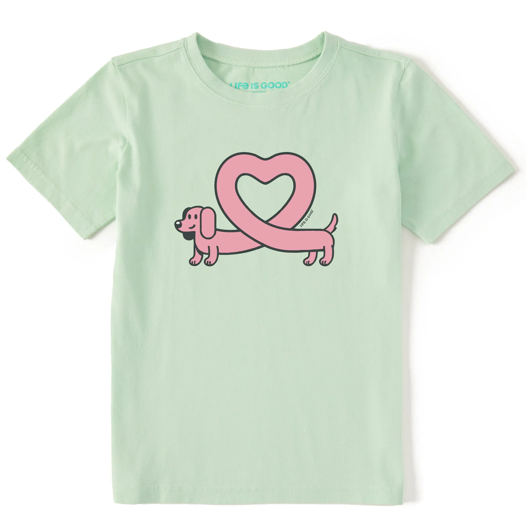 Kids Weiner Dog Heart Short Sleeve Crusher Tee Life is Good