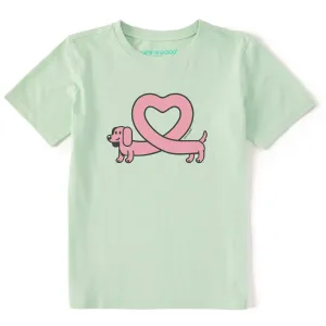 Kids Weiner Dog Heart Short Sleeve Crusher Tee Life is Good