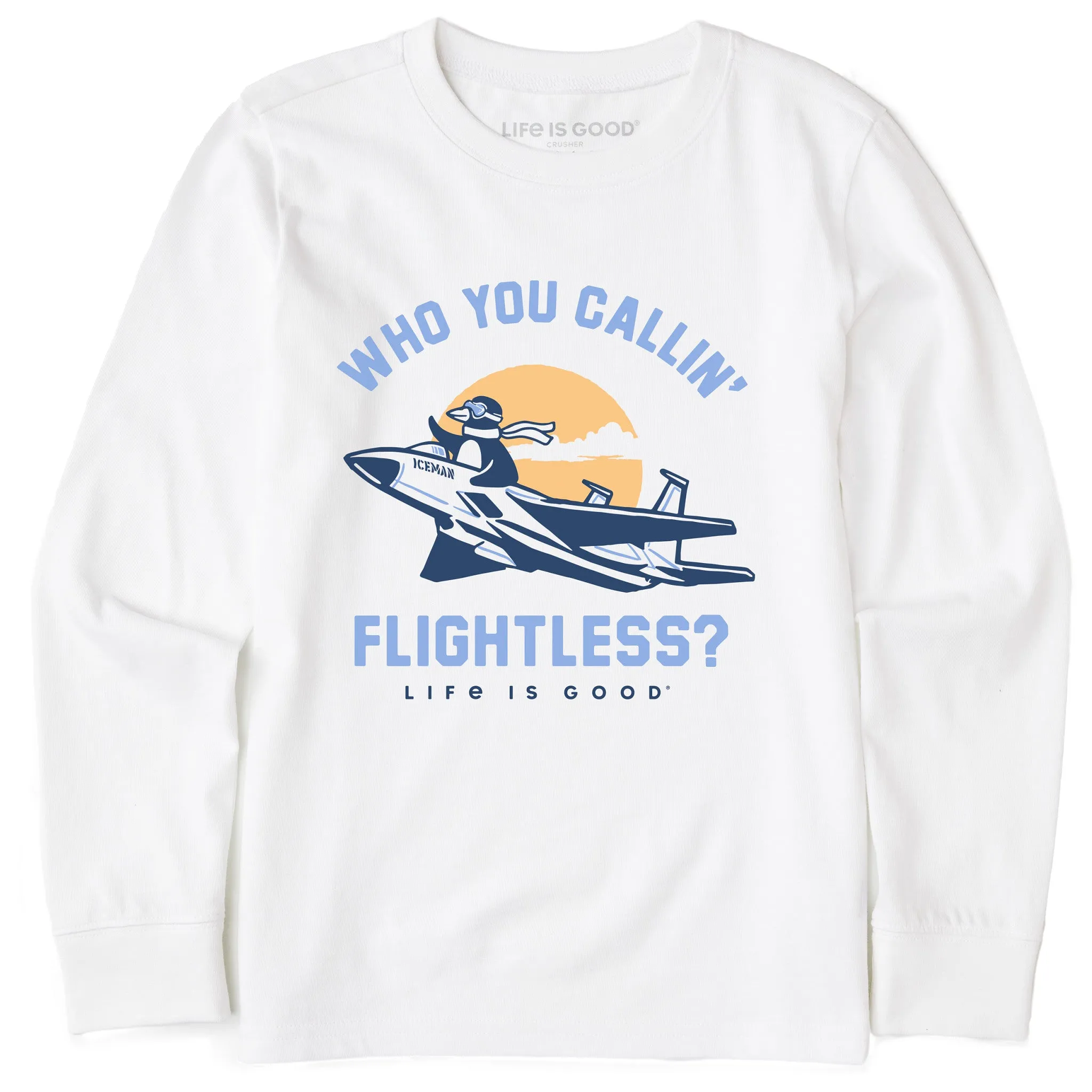Kids Who You Callin' Flightless Penguin Long Sleeve Crusher Tee Life is Good