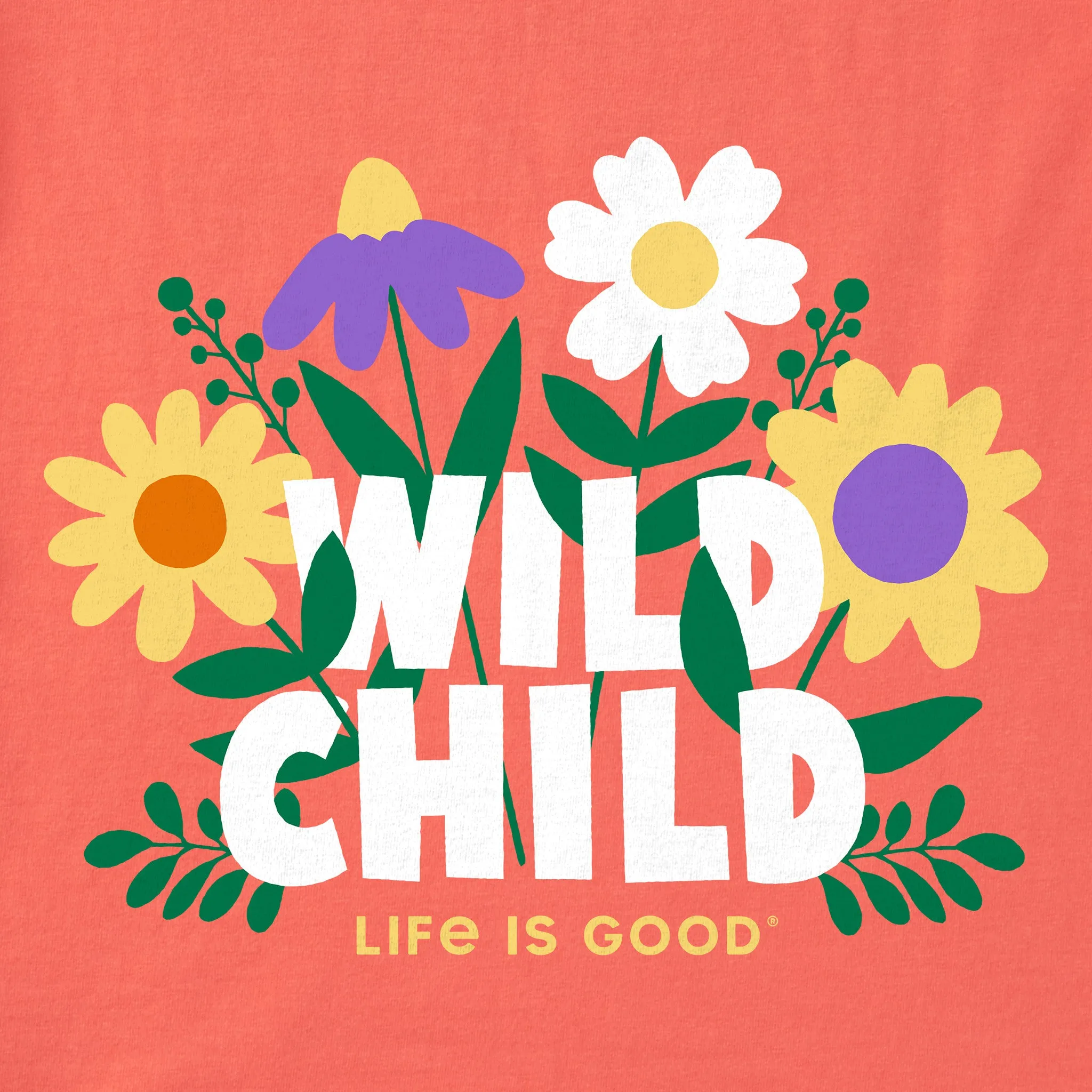 Kids Wild Child Flowers Short Sleeve Crusher Tee Life is Good