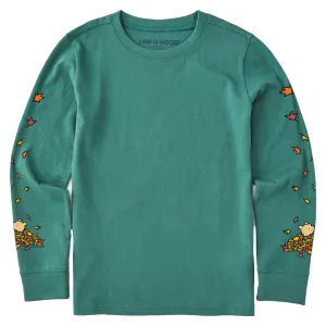 Kids Winnie Falling Leaves Long Sleeve Crusher Tee Life is Good