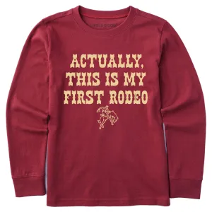 Kids Woodcut First Rodeo Long Sleeve Crusher Tee Life is Good