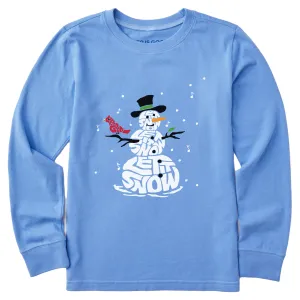 Kids Wordy Let It Snowman Long Sleeve Crusher Tee Life is Good