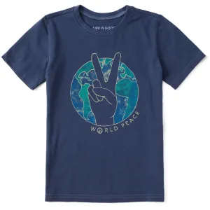 Kids World Peace Sign Short Sleeve Crusher Tee Life is Good
