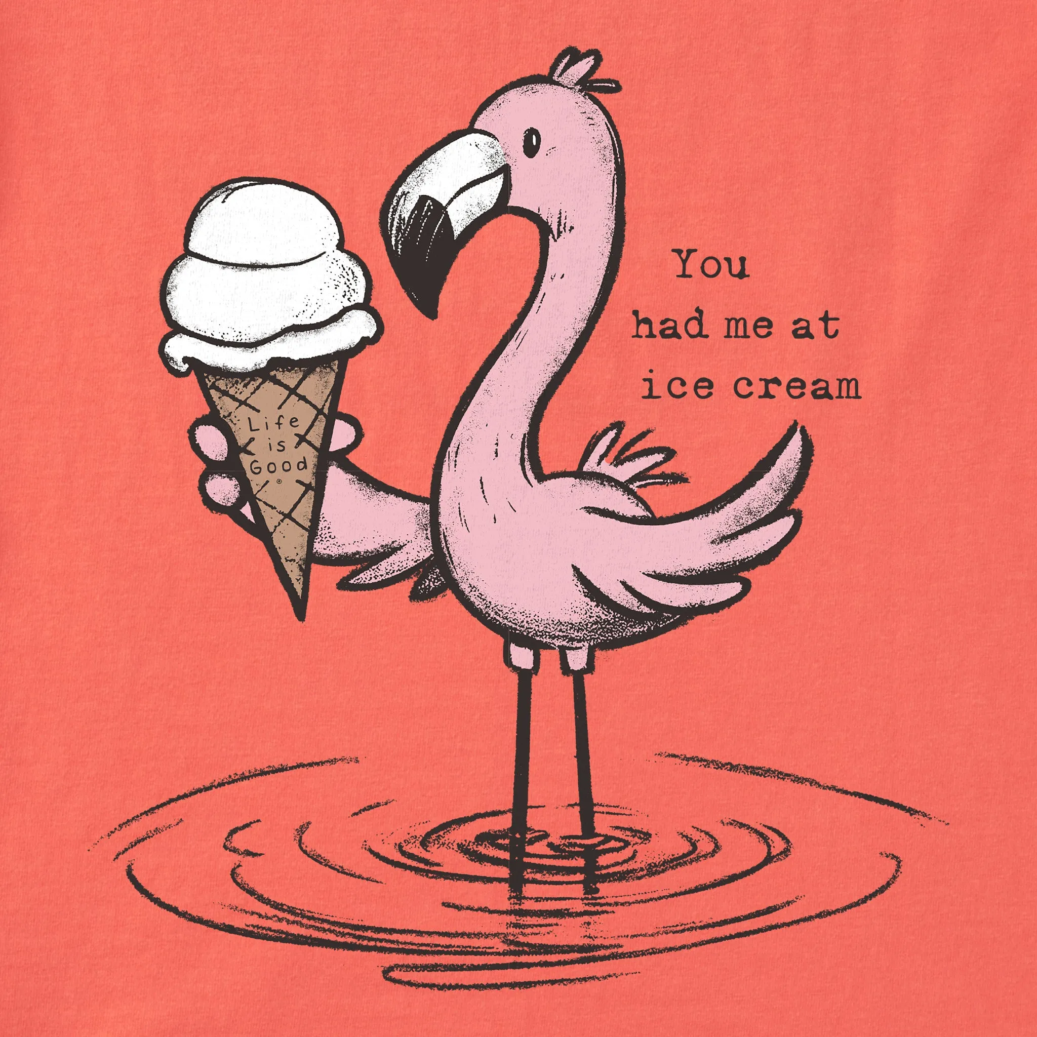Kids You Had Me at Ice Cream Flamingo Short Sleeve Crusher Tee Life is Good