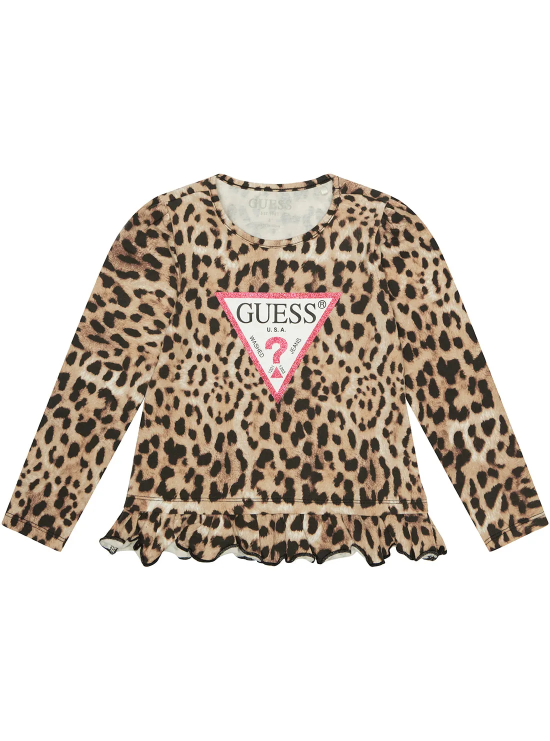 Leopard Print Long Sleeve T-Shirt (2-7) Guess