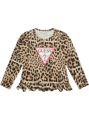 Leopard Print Long Sleeve T-Shirt (2-7) Guess
