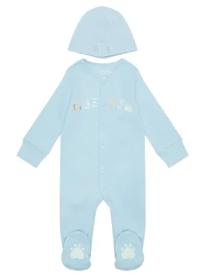 Light Blue Stretch Overall with Hat (0-12M) Guess