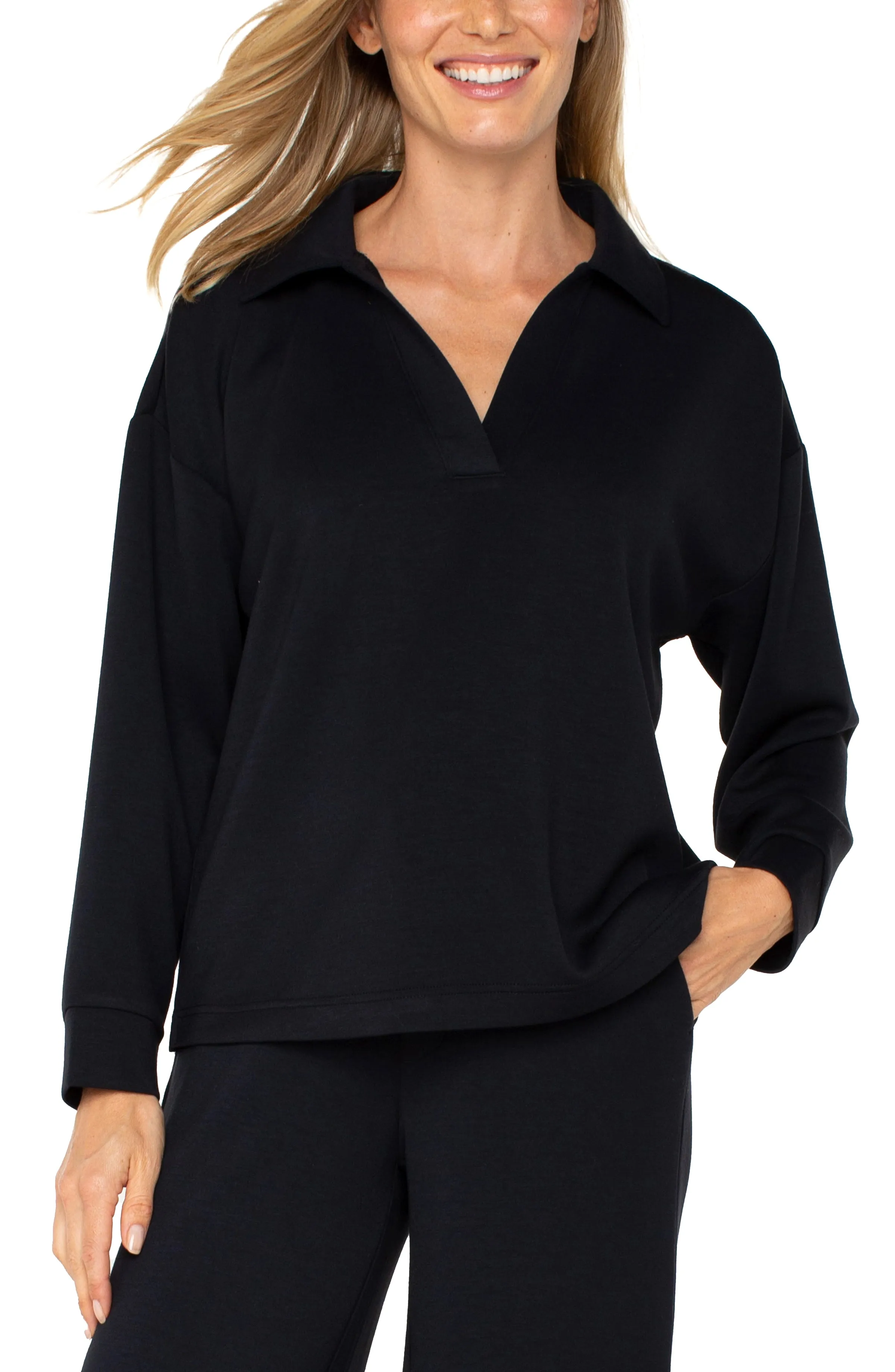 Liverpool Los Angeles V-NECK POPOVER WITH COLLAR
