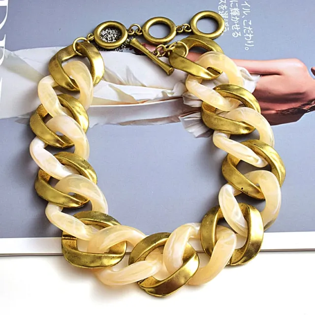 Matte-Gold Acrylic Necklace Anna Kay Co