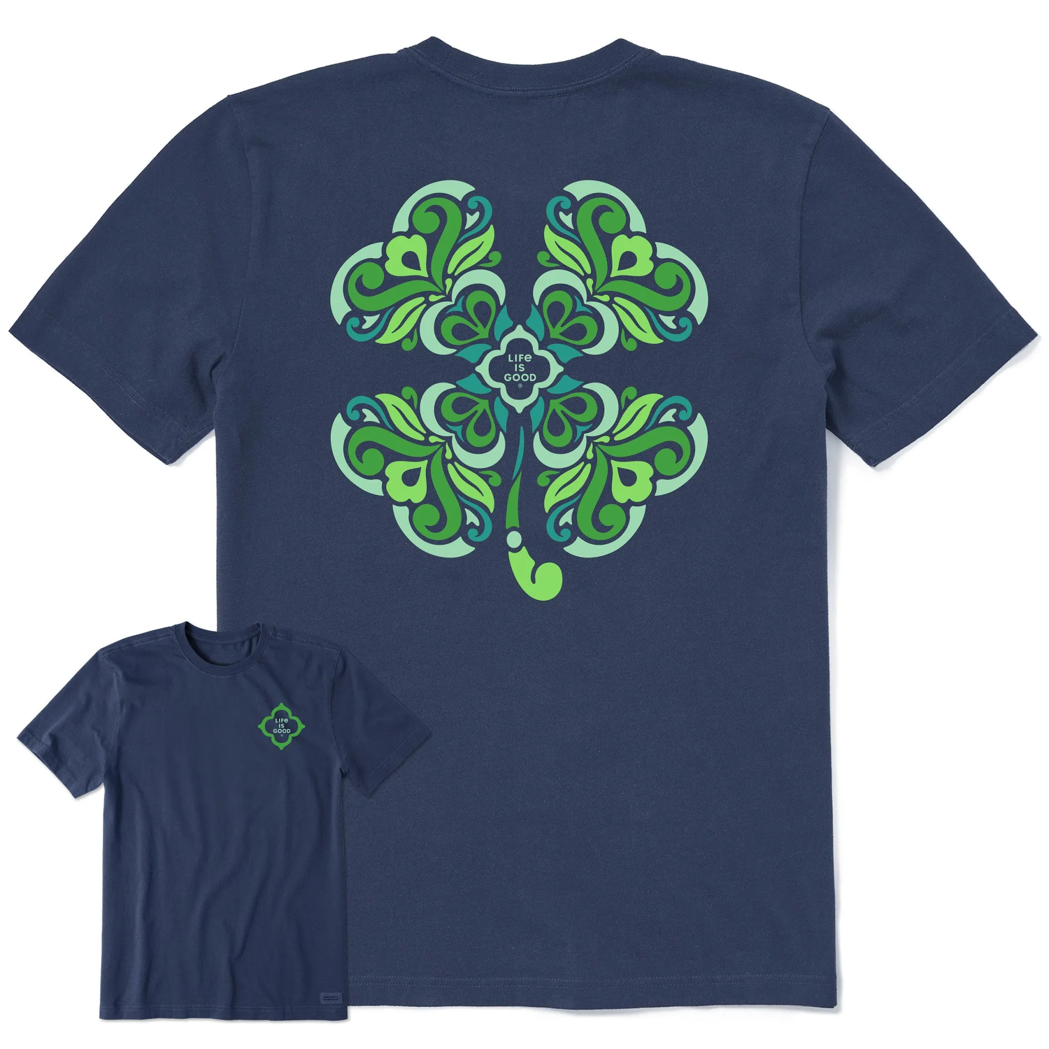 Men's 4 Leaf Clover Swirl Short Sleeve Crusher Tee Life is Good