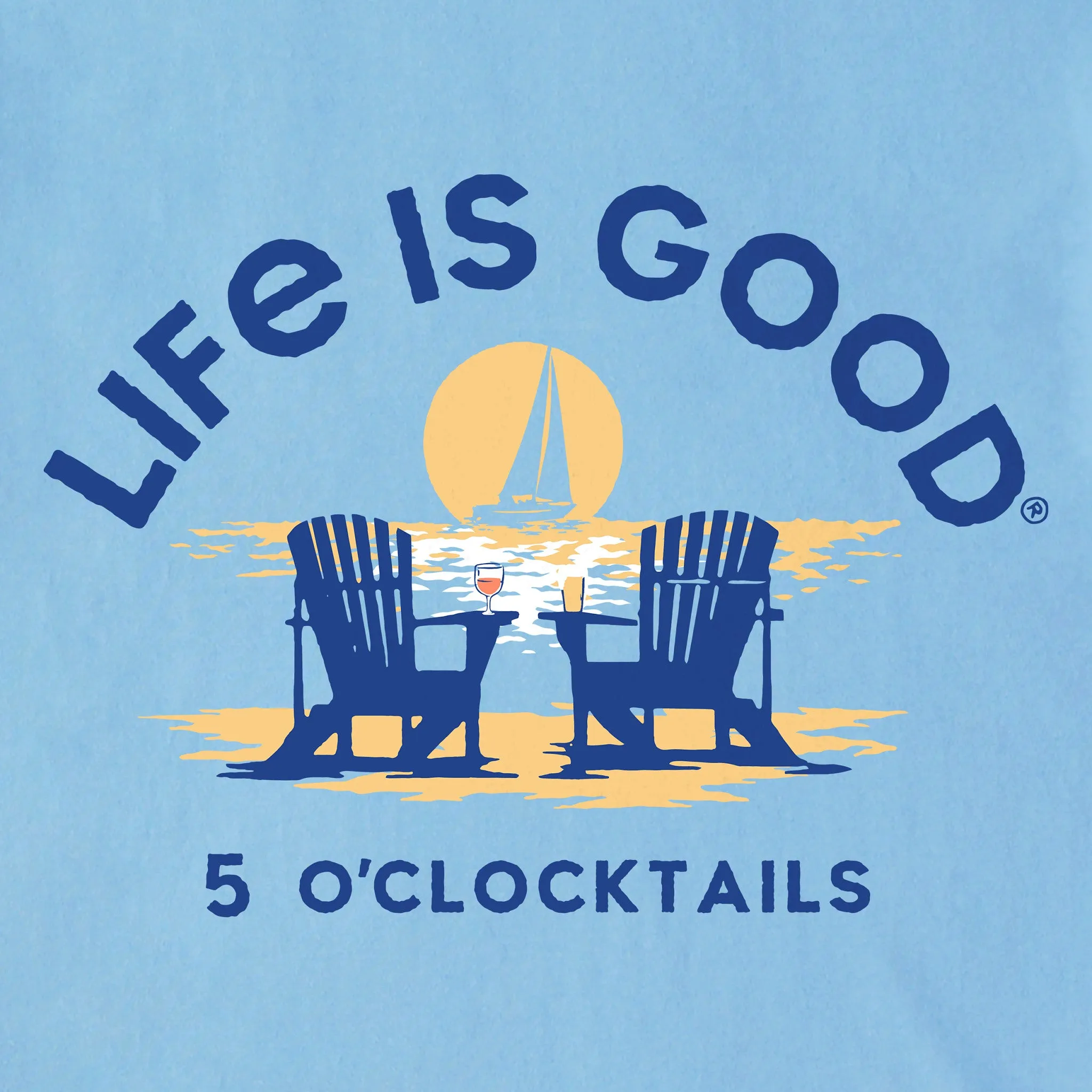 Men's 5 O'Clocktails Adirondack Short Sleeve Tee Life is Good