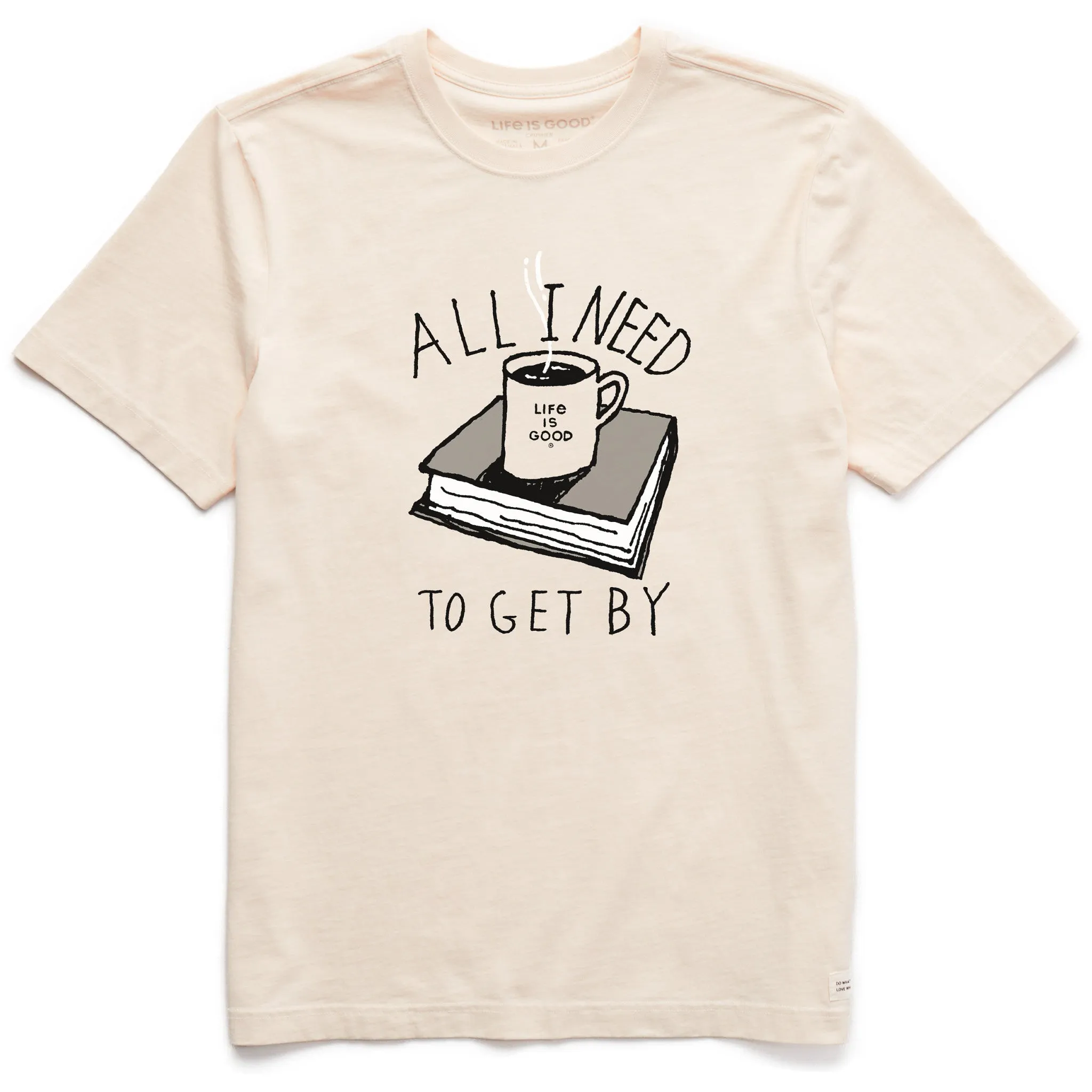 Men's All I Need to Get By Coffee Book Short Sleeve Crusher Tee Life is Good