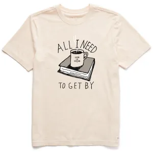 Men's All I Need to Get By Coffee Book Short Sleeve Crusher Tee Life is Good