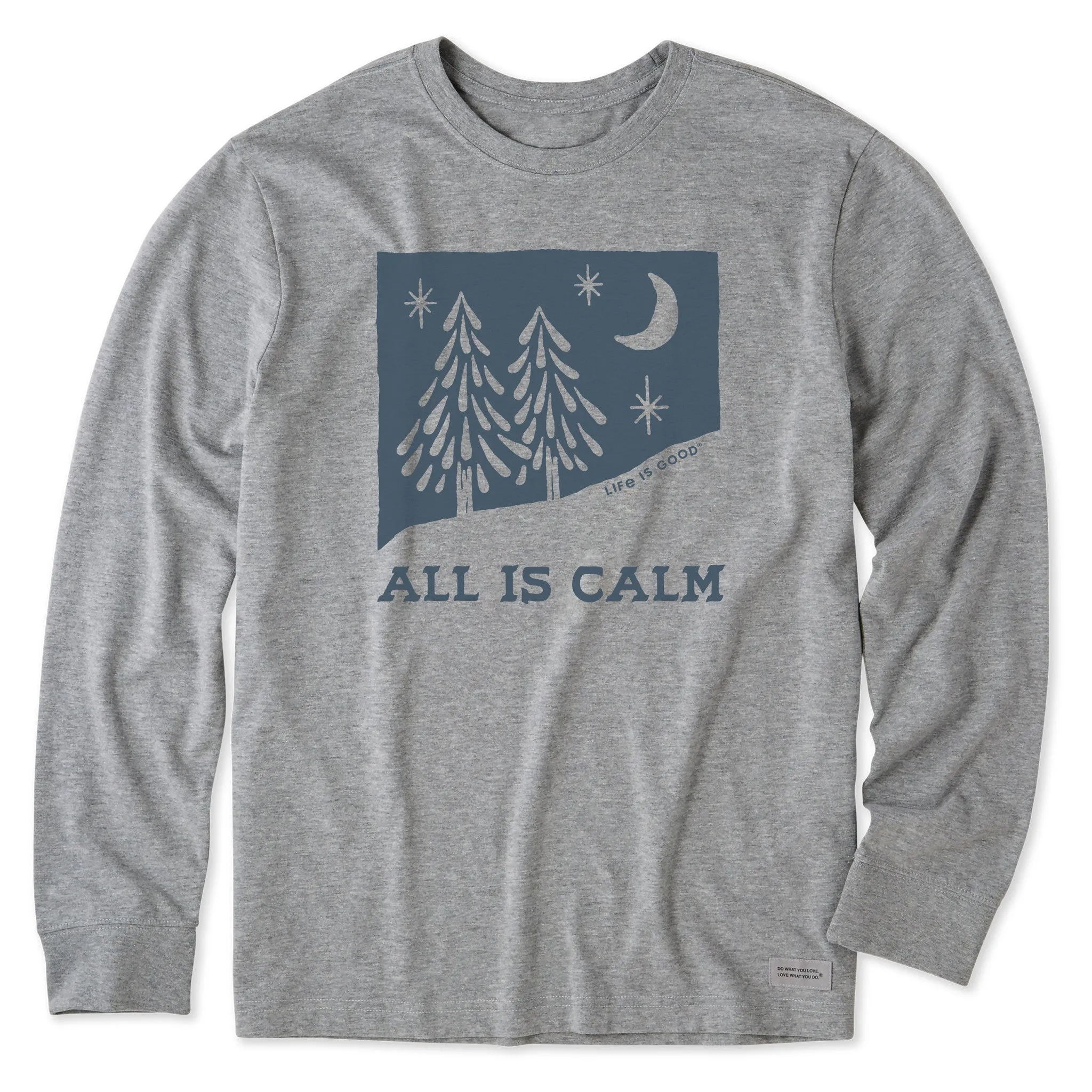Men's All is Calm Snowy Pines Long Sleeve Crusher Tee Life is Good