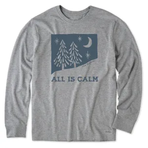 Men's All is Calm Snowy Pines Long Sleeve Crusher Tee Life is Good