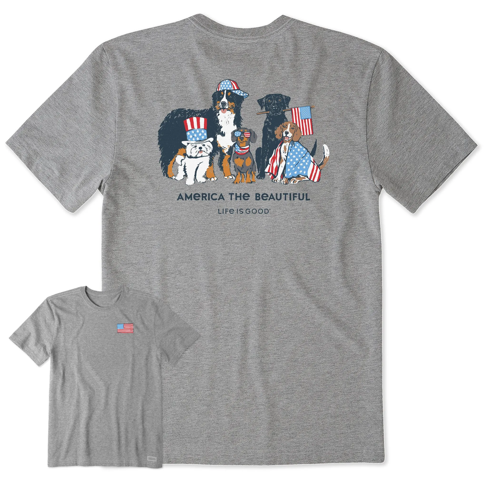 Men's America the Beautiful USA Dogs Short Sleeve Tee Life is Good