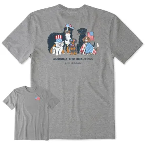 Men's America the Beautiful USA Dogs Short Sleeve Tee Life is Good