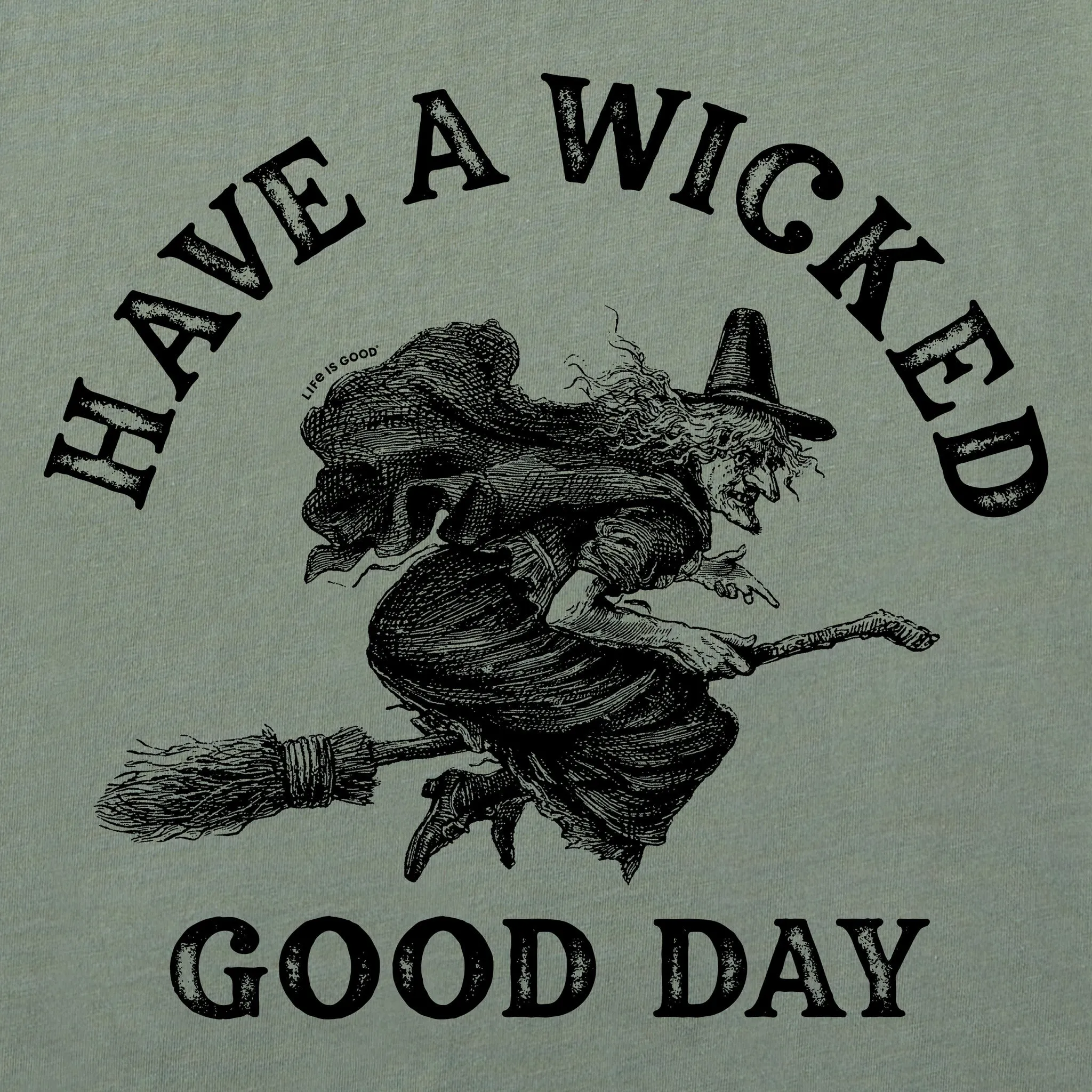 Men's Antique Wicked Good Day Witch Short Sleeve Crusher Tee Life is Good