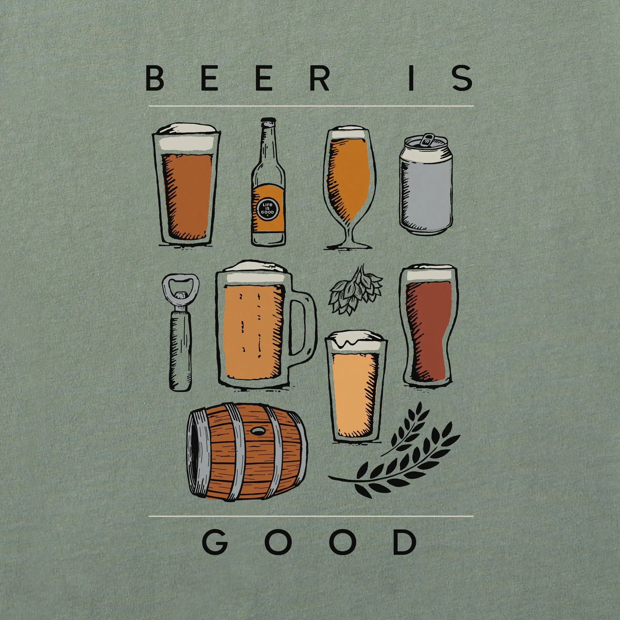 Men's Beer is Good Short Sleeve Crusher Tee Life is Good